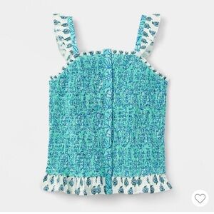 Girls Roller Rabbit x Target Adaptive Garden Floral Smocked Tank Top Teal, Small